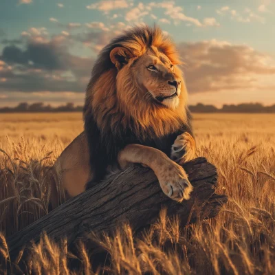 Majestic Lion at Sunset