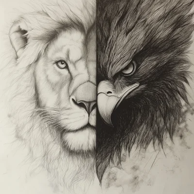 Lion and Eagle Faces