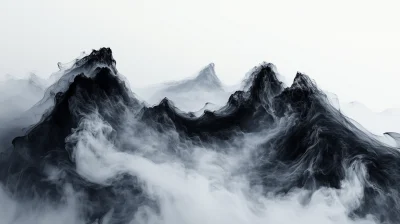 Ethereal Mountains in Ink