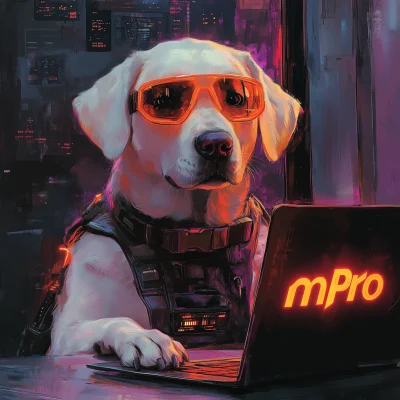 Futuristic Labrador and Tech