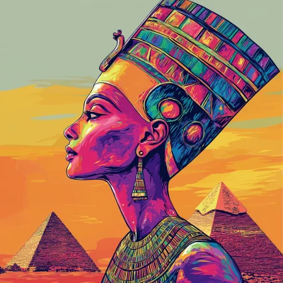 Colorful Sketch of Nefertiti