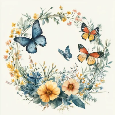 Whimsical Butterflies and Flowers