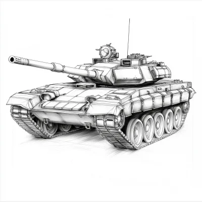 Line Drawing of T90 Tank