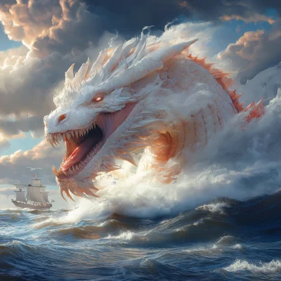 Dragon and Ship at Sea