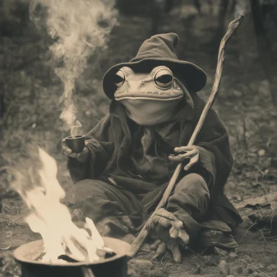 Wizard Frog by the Campfire