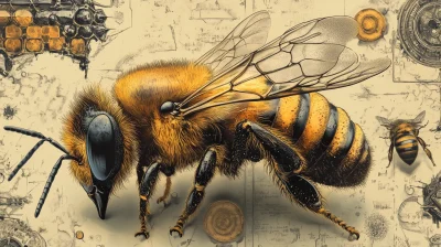 Entomological Illustration of Bees