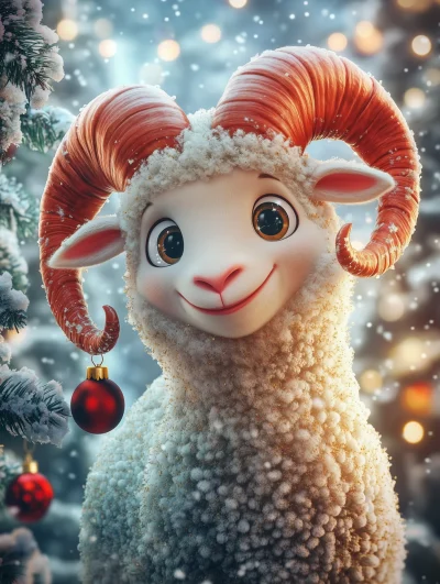 Cute Christmas Ram