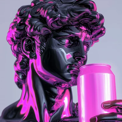 David Statue Head in Neon