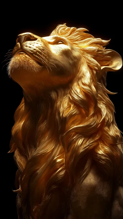 Golden Lion Statue Portrait