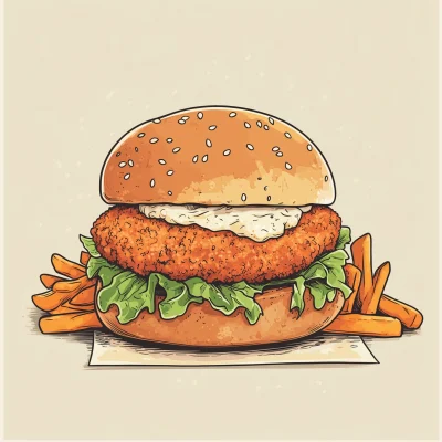 Cartoon Fish Burger