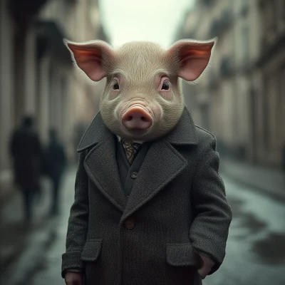 Surreal Pig in a Suit