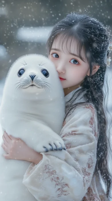 Charming Seal and Girl