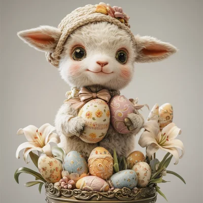 Easter Lamb Selling Eggs