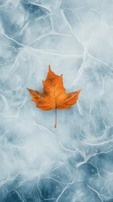 Vibrant Leaf on Ice