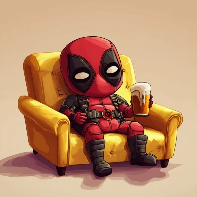 Chibi Dead Pool on Couch