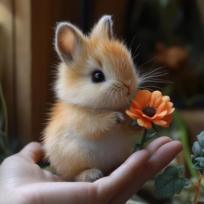 Colorful Bunny with Flower