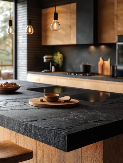 Stylish Black Kitchen Countertop