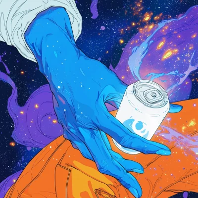 Blue Hand in Space