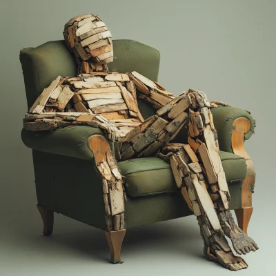 Wooden Figure Relaxing