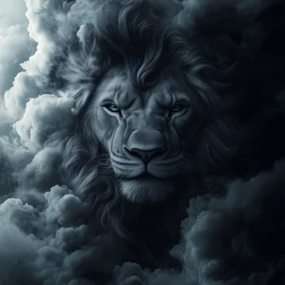 Lion Emerging from Darkness