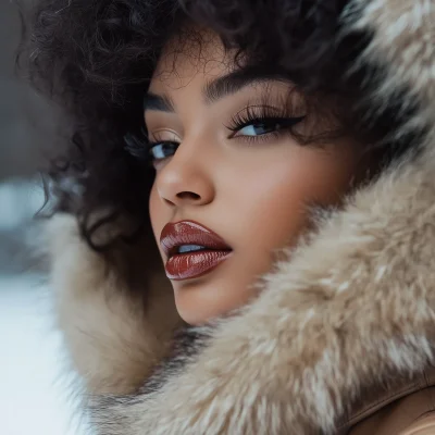 Fashionable Woman in Fur Trim Coat