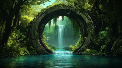 Magical Portal in a Lush Forest