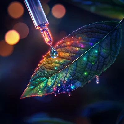 Colorful Medicine Drop on Leaf