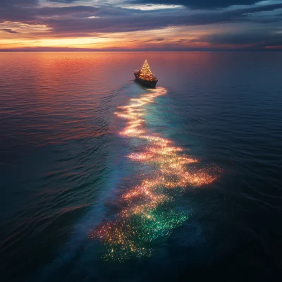 Ocean Sunset with Ship