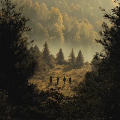 Vast Forest View with Walkers