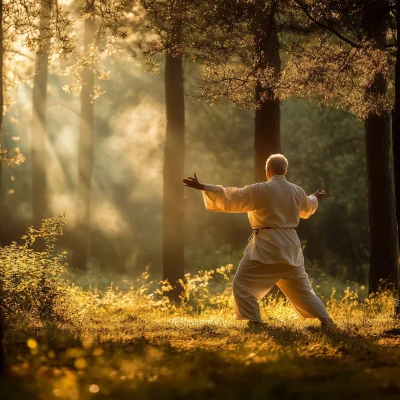 Morning Tai Chi in the Forest