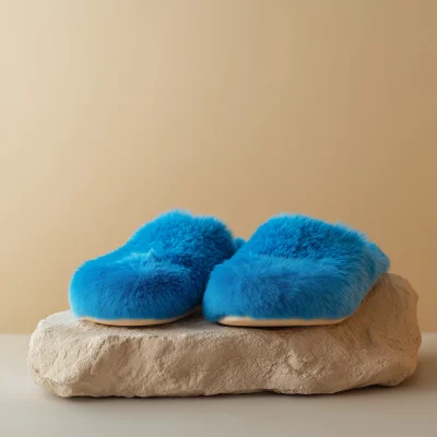 Fluffy Blue Slippers