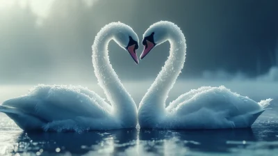 Heart-Shaped Ice Swans