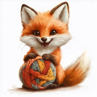 Playful Fox with Yarn