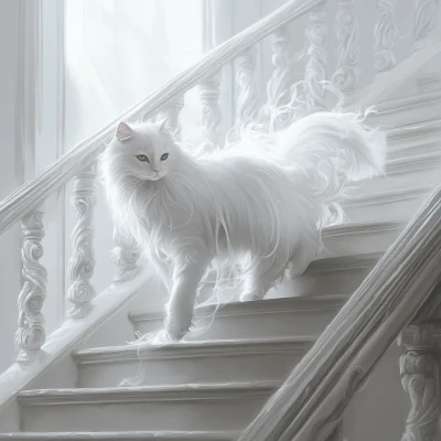 Graceful Kitty on Stairs