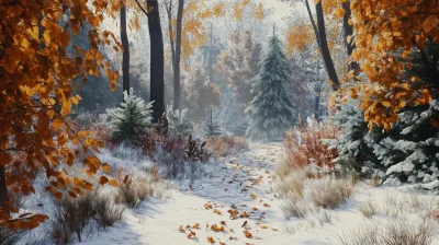 Colorful Snowy Forest