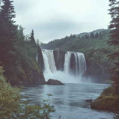 Vintage Alaska Waterfall