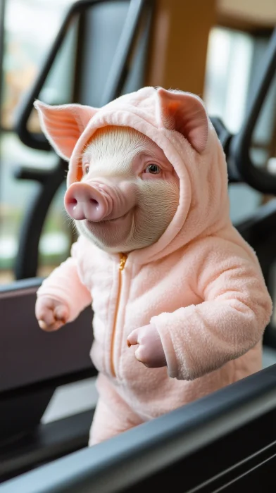 Gym Pig on Treadmill