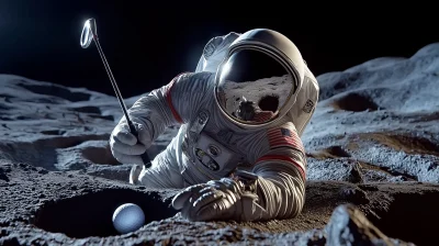 Astronaut Playing Golf on the Moon