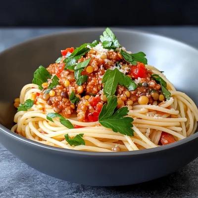 Spaghetti with Lentil Bolognese