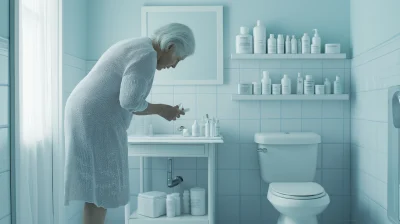 Old Woman in Washroom