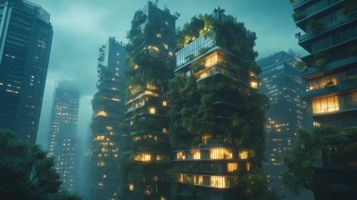 Futuristic Cityscape with Vertical Gardens