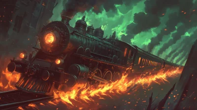 Fiery Steampunk Train Battle