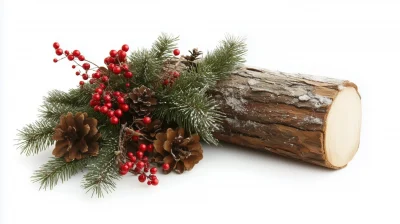 Yule Log on White Background