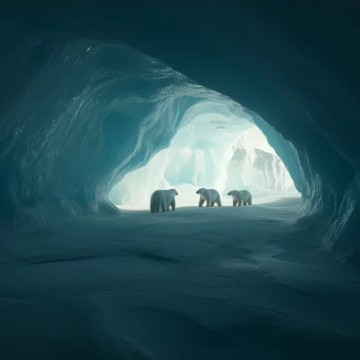 Polar Bears in an Ice Cave