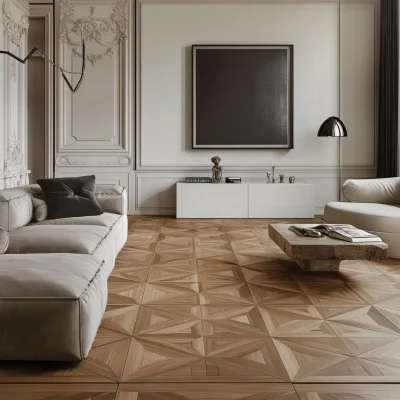 Contemporary Living Room with Modular Parquet