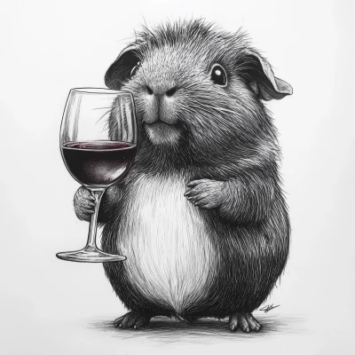 Guinea Pig with Wine Glass