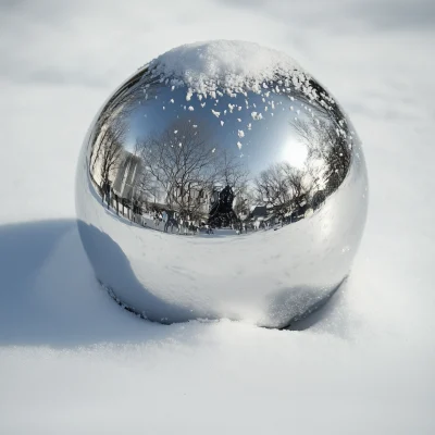 Silver Sphere in Snow