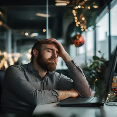 Stressed Slavic Man in Office