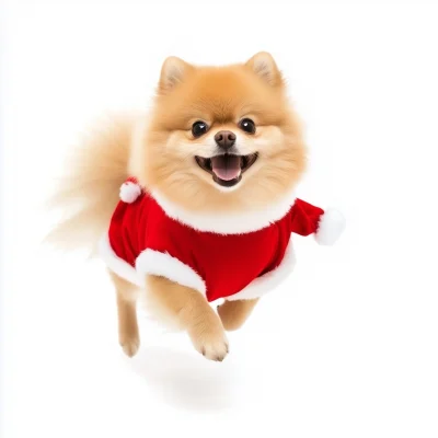 Pomeranian in Christmas Costume