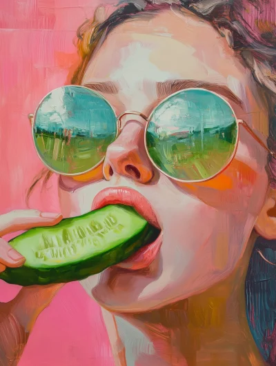 Woman Eating Cucumber